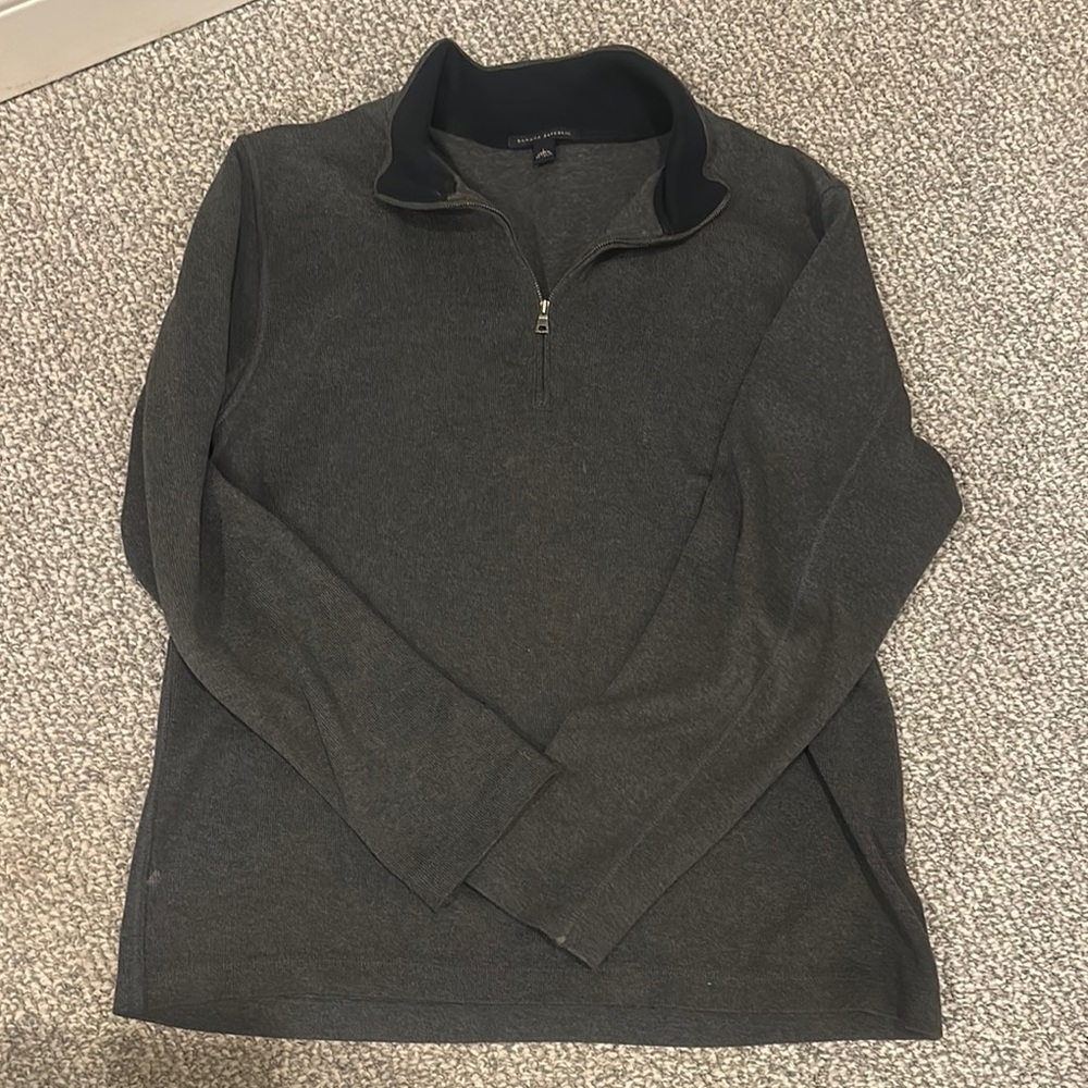 Banana Republic Men’s Charcoal Grey 100% Cotton 1/4 zip sweater